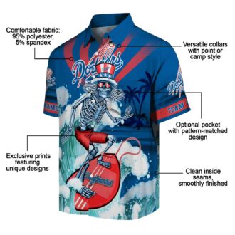 Personalized Dodgers Surfing Skeleton Hawaiian Shirt - Ideal Summer MLB Fan Outfit
