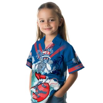 Personalized Dodgers Surfing Skeleton Hawaiian Shirt - Ideal Summer MLB Fan Outfit