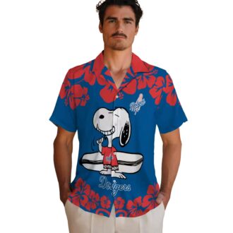 Snoopy Surf Blue Dodgers Hawaiian Shirt - Official LA MLB Aloha Gift for Men