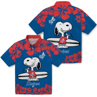 Snoopy Surf Blue Dodgers Hawaiian Shirt - Official LA MLB Aloha Gift for Men