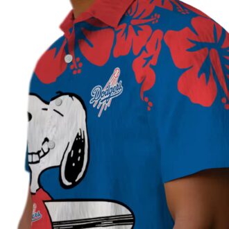 Snoopy Surf Blue Dodgers Hawaiian Shirt - Official LA MLB Aloha Gift for Men