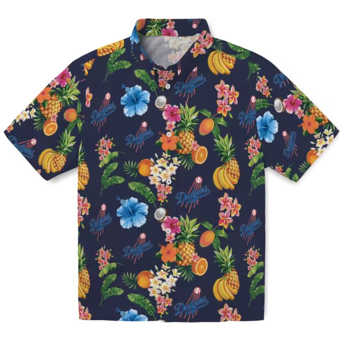 Trending Dodgers Hawaiian Shirt - Navy Tropical Hibiscus Fan Gift for Men & Women