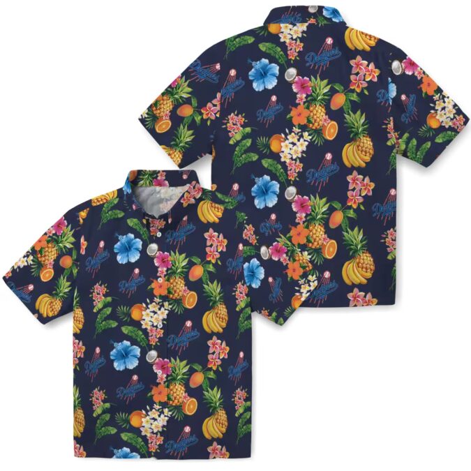 Trending Dodgers Hawaiian Shirt - Navy Tropical Hibiscus Fan Gift for Men & Women