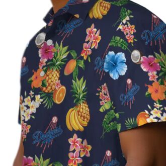 Trending Dodgers Hawaiian Shirt - Navy Tropical Hibiscus Fan Gift for Men & Women