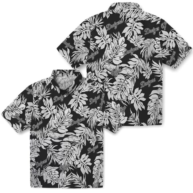 Unique Los Angeles Dodgers Hawaiian Shirt - Monstera Leaf Black Theme Style