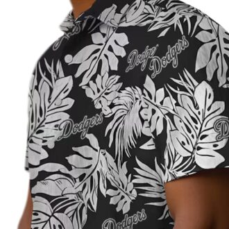 Unique Los Angeles Dodgers Hawaiian Shirt - Monstera Leaf Black Theme Style