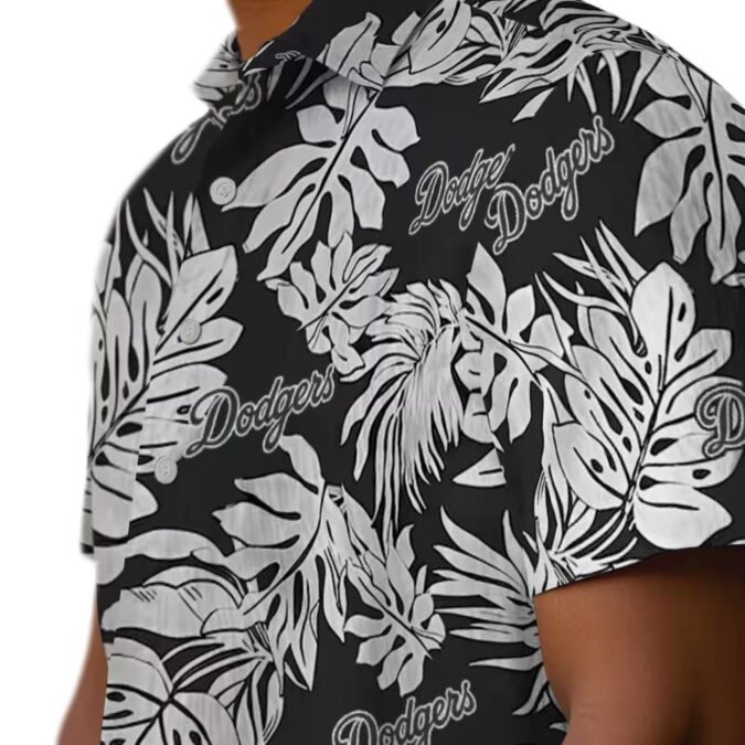 Unique Los Angeles Dodgers Hawaiian Shirt - Monstera Leaf Black Theme Style