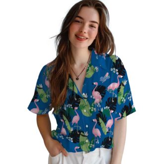 Unisex Dodgers Hawaiian Shirt - Blue Flamingo Leaf Print for MLB Fans & Vacation