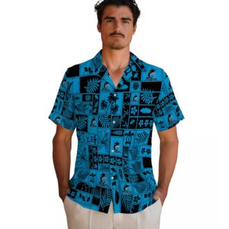Best Miami Marlins Tropical Hawaiian Shirt - Blue & Black Patchwork Aloha Style
