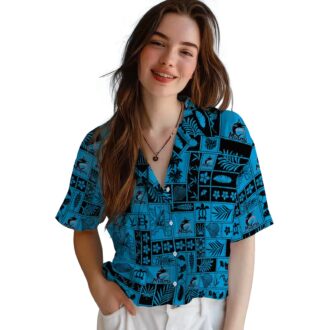 Best Miami Marlins Tropical Hawaiian Shirt - Blue & Black Patchwork Aloha Style