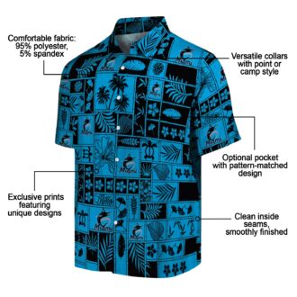 Best Miami Marlins Tropical Hawaiian Shirt - Blue & Black Patchwork Aloha Style