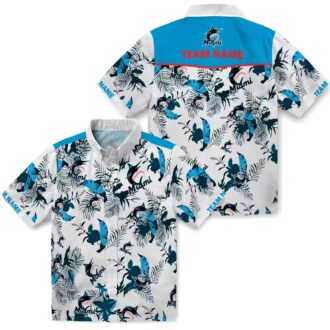 Botanical Miami Marlins Hawaiian Shirt - Blue White MLB Summer Outfit