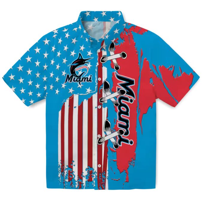 Buy Miami Marlins Stitched Flag Hawaiian Shirt - Stylish MLB Tropical Shirt for Men