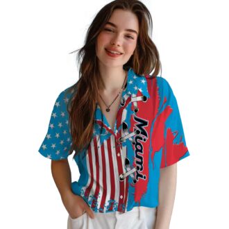 Buy Miami Marlins Stitched Flag Hawaiian Shirt - Stylish MLB Tropical Shirt for Men