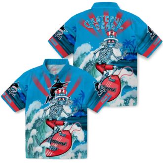 Cool Miami Marlins Baseball Hawaiian Shirt - Surfing Skeleton Design for Fans