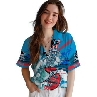 Cool Miami Marlins Baseball Hawaiian Shirt - Surfing Skeleton Design for Fans