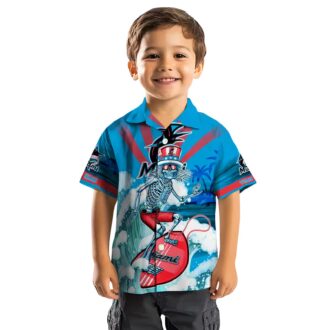 Cool Miami Marlins Baseball Hawaiian Shirt - Surfing Skeleton Design for Fans