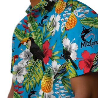 Custom Miami Marlins Hawaiian Shirt - Tropical Toucan Design for Baseball Fans