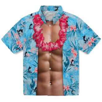 Men's Miami Marlins Blue Tropical Shirt - Chest Illusion MLB Fan Beachwear