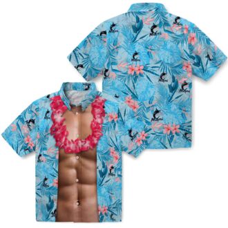 Men's Miami Marlins Blue Tropical Shirt - Chest Illusion MLB Fan Beachwear