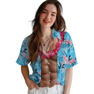 Men's Miami Marlins Blue Tropical Shirt - Chest Illusion MLB Fan Beachwear