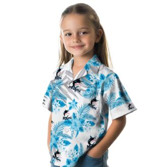 Men's Miami Marlins Blue White Floral Beach Shirt - Hibiscus Palm Summer Fan Favorite