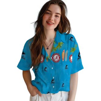 Men's Miami Marlins Surfboard Palm Blue Hawaiian Shirt - Perfect for Summer & Beach Days