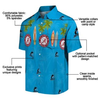 Men's Miami Marlins Surfboard Palm Blue Hawaiian Shirt - Perfect for Summer & Beach Days