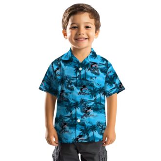 Men’s Miami Marlins Hawaiian Shirt - Tropical Coastal Palms Gift for Baseball Fans