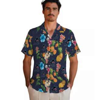 Men’s Miami Marlins Navy Blue Hawaiian Shirt - Hibiscus And Fruit Style