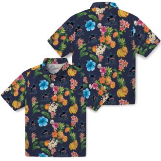 Men’s Miami Marlins Navy Blue Hawaiian Shirt - Hibiscus And Fruit Style