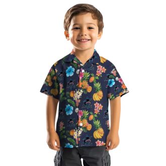 Men’s Miami Marlins Navy Blue Hawaiian Shirt - Hibiscus And Fruit Style
