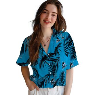Men’s Miami Marlins Tropical Hawaiian Shirt - Summer Palm Leaf MLB Fan Gear