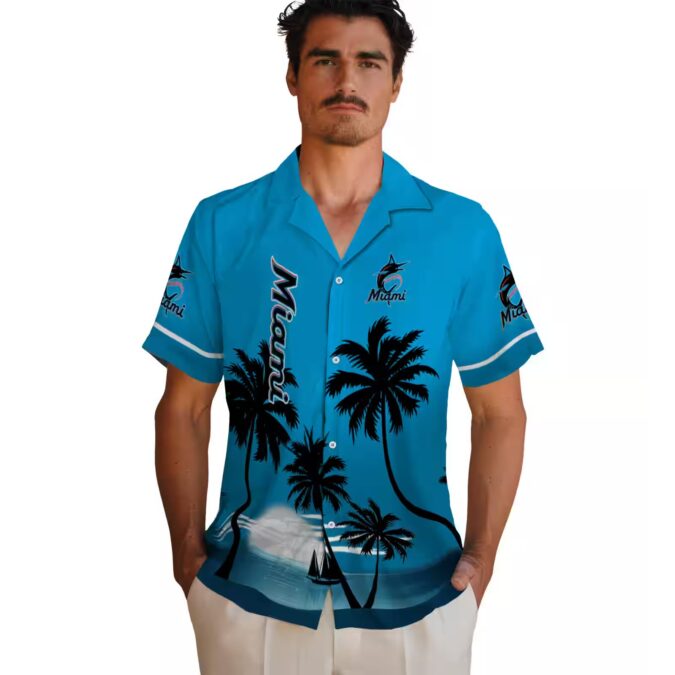 Miami Marlins Aloha Hawaiian Shirt for Men - Beach Sunset MLB Fanwear
