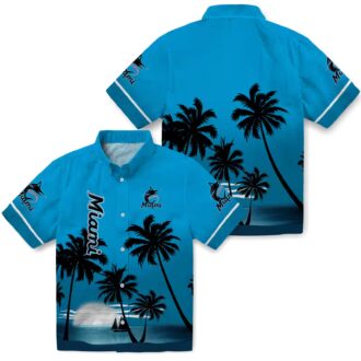 Miami Marlins Aloha Hawaiian Shirt for Men - Beach Sunset MLB Fanwear