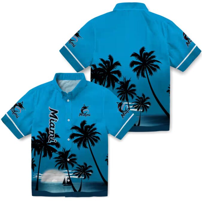 Miami Marlins Aloha Hawaiian Shirt for Men - Beach Sunset MLB Fanwear
