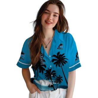 Miami Marlins Aloha Hawaiian Shirt for Men - Beach Sunset MLB Fanwear