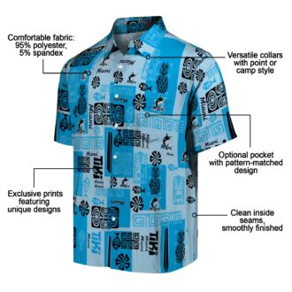 Miami Marlins Blue Floral Hawaiian Shirt - MLB Summer Vacation Outfit