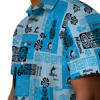 Miami Marlins Blue Floral Hawaiian Shirt - MLB Summer Vacation Outfit