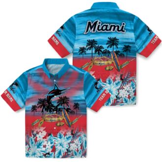 Miami Marlins Canoe Blue Hawaiian Shirt - Official MLB Summer Shirt for Baseball Fans