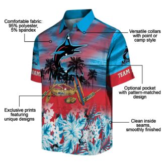 Miami Marlins Canoe Blue Hawaiian Shirt - Official MLB Summer Shirt for Baseball Fans
