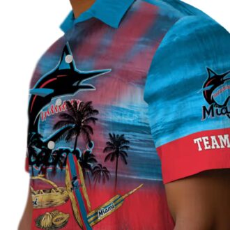 Miami Marlins Canoe Blue Hawaiian Shirt - Official MLB Summer Shirt for Baseball Fans