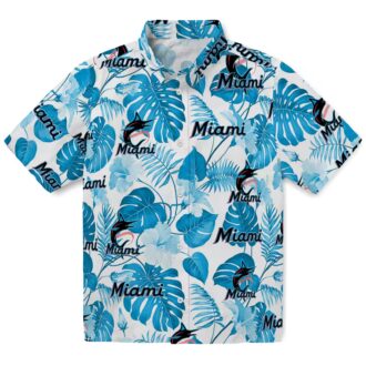 Miami Marlins Floral Button-Up Shirt - Summer Tropical MLB Gift for Dad & Fans
