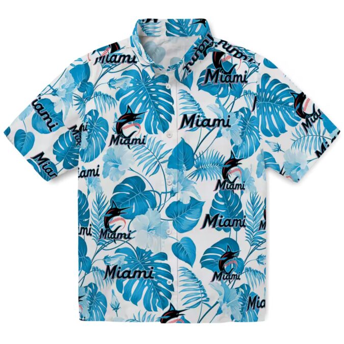 Miami Marlins Floral Button-Up Shirt - Summer Tropical MLB Gift for Dad & Fans