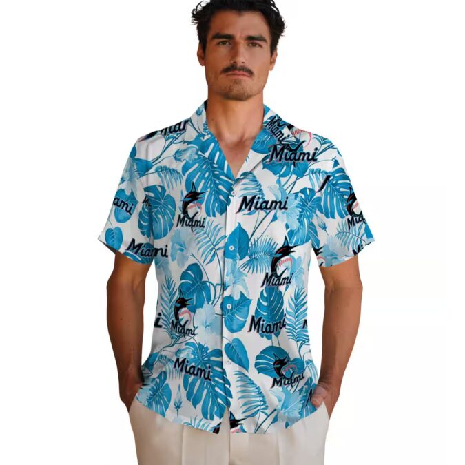 Miami Marlins Floral Button-Up Shirt - Summer Tropical MLB Gift for Dad & Fans
