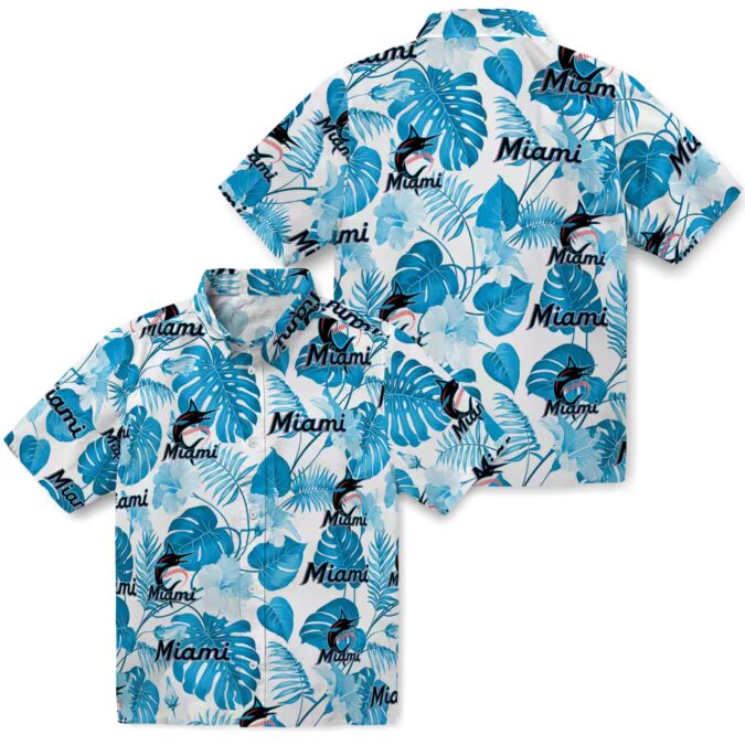 Miami Marlins Floral Button-Up Shirt - Summer Tropical MLB Gift for Dad & Fans