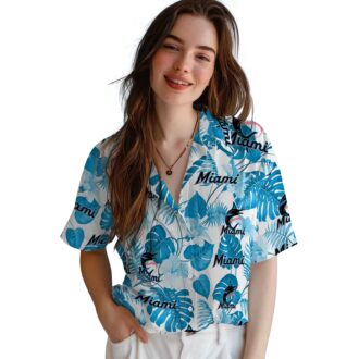 Miami Marlins Floral Button-Up Shirt - Summer Tropical MLB Gift for Dad & Fans