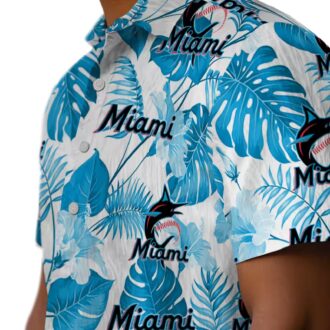Miami Marlins Floral Button-Up Shirt - Summer Tropical MLB Gift for Dad & Fans