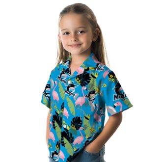Miami Marlins Floral Hawaiian Shirt - Blue Flamingo Summer Game Day Outfit