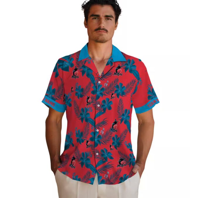 Miami Marlins Floral Print Hawaiian Shirt - 2025 Summer Fan Favorite